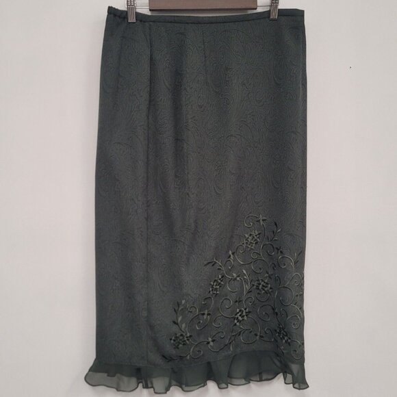 Vintage Plaza South Womens Y2K Fairy Grunge Maxi Skirt Size 14 Green Whimsigoth